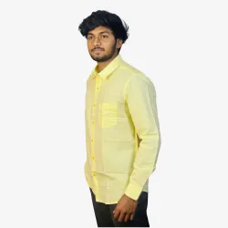 Men's Light Yellow Casual Cotton Shirt | Full Sleeve Regular Fit Button-Down Shirt